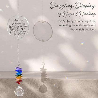 Glass Ornament Suncatcher - Cats Memorial Sympathy Gift - Crystal Rainbow Maker for Cat Lover