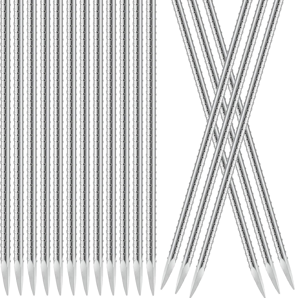 Gisafai 24 Pcs 16 Inch Giant Skeleton Accessories Heavy Duty Ground Anchors Steel Plant Support