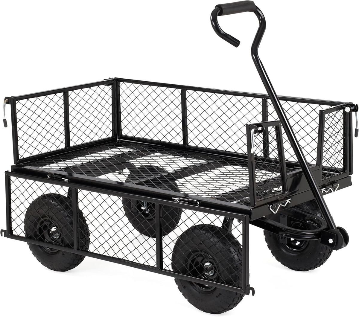 Finnhomy Heavy Duty 1000 Lbs Capacity Mesh Steel Garden Cart, Pullable Garden Wagons Carts on