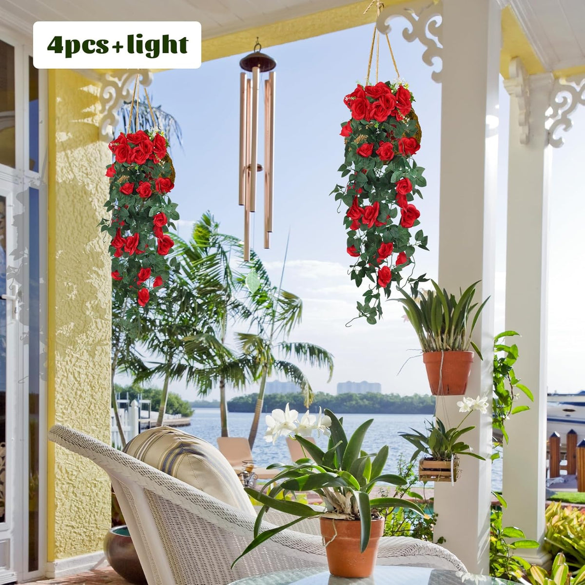 RECUTMS Hanging Flowers Artificial Plants 2PCS 3.3Ft Rose Vine Flower for Home Room Garden Wedding