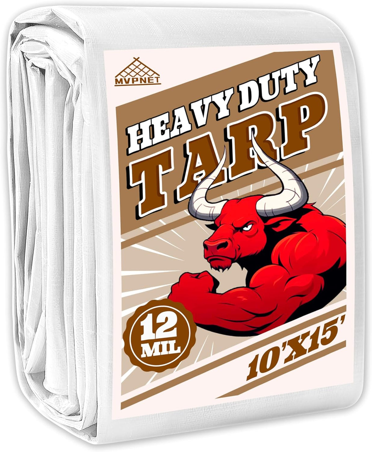 Tarp 10x15 ft Heavy Duty 12mil 100% Waterproof High Durability Multipurpose,Uv Resistant,White Tarp