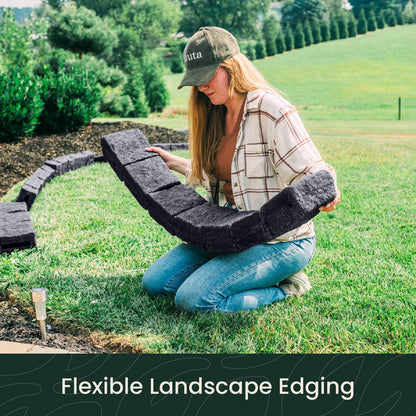 Beuta Landscape Edging | Garden Edging Border | Faux Stone Blocks for Lawn Edging, Flower Beds &