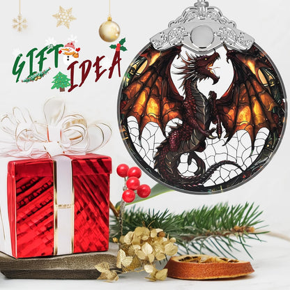 Stained Glass Flying Dragon Christmas Ornament - Holiday Home Decor - Tree Decoration - Gift
