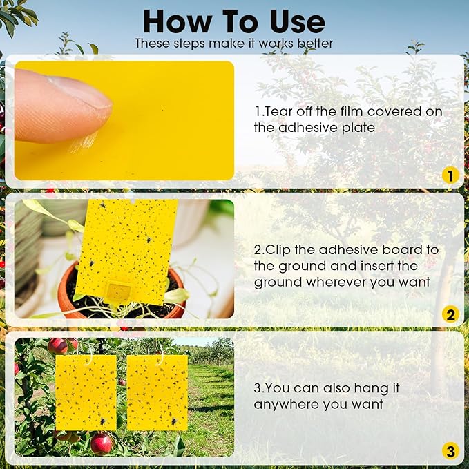 Qualirey 200 Pcs 7.87 x 9.84 Inches Yellow Sticky Traps for Plant Gnats Dual Sided Fruit Fly Sticky