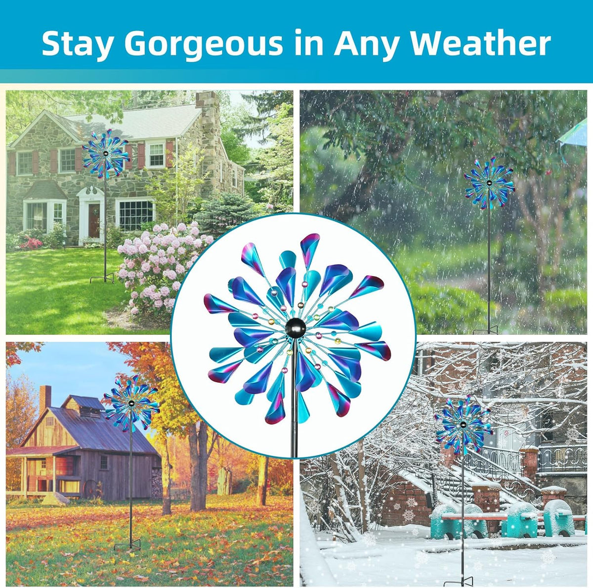 Decoroca Wind Spinner Choice for Families - 72in Large Outdoor Metal Wind Spinners - Pretty Outdoor