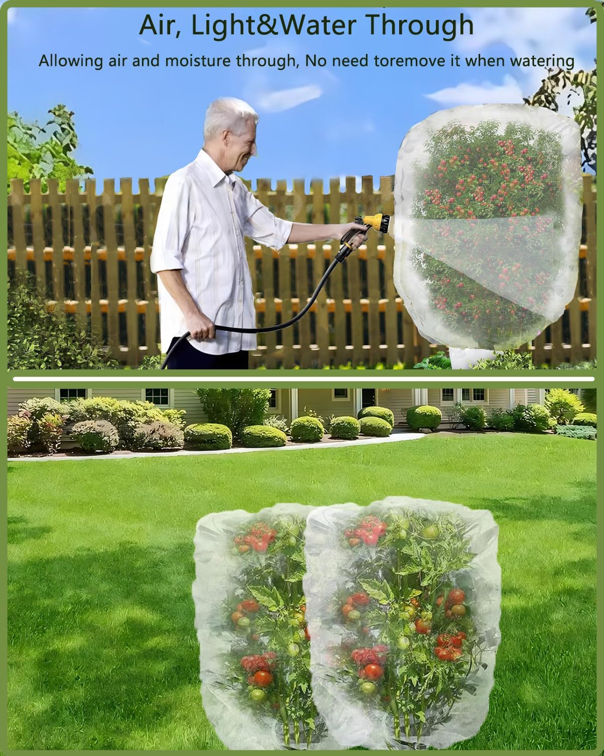 2 Pack Large Fruit Tree Netting with Zipper & Drawstring, 5.9 x 5.9 Ft Reusable Blueberry Bush
