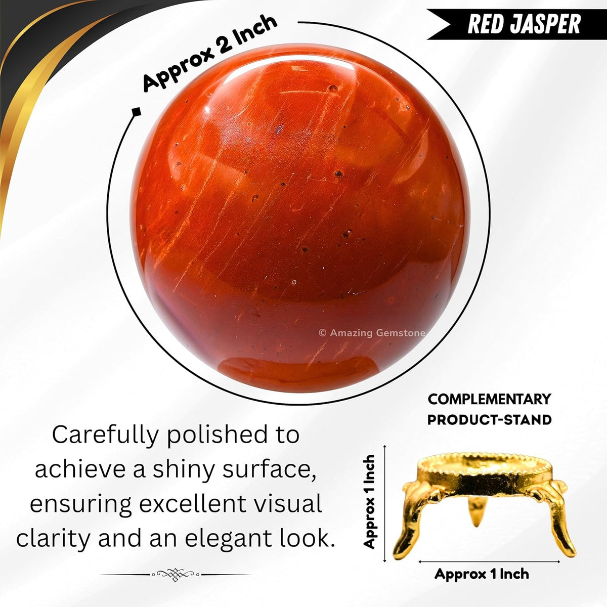Amazing Gemstone Red Jasper Crystal Ball with Stand - 2 Inches Crystal Sphere Meditation Balls for