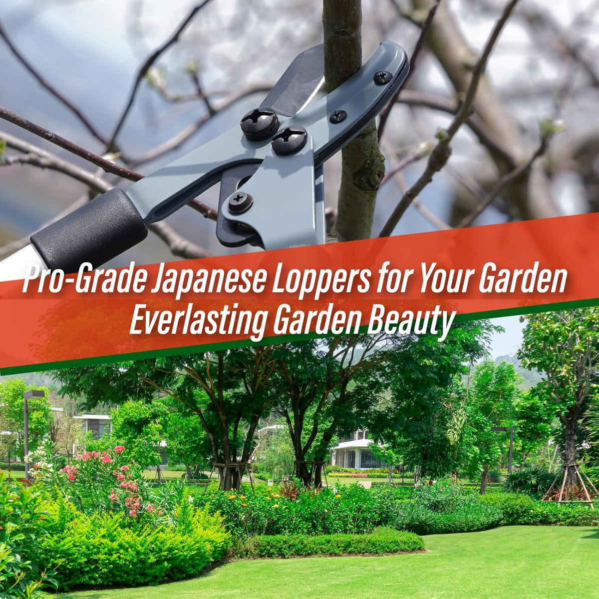 SUIZAN Anvil Hand Loppers 18" - Professional Japanese Branch Cutter Lightweight Compact Tree