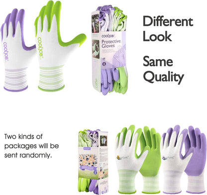 COOLJOB 10 Pairs Gardening Gloves for Women Ladies, Breathable Rubber Coated for Yard Garden