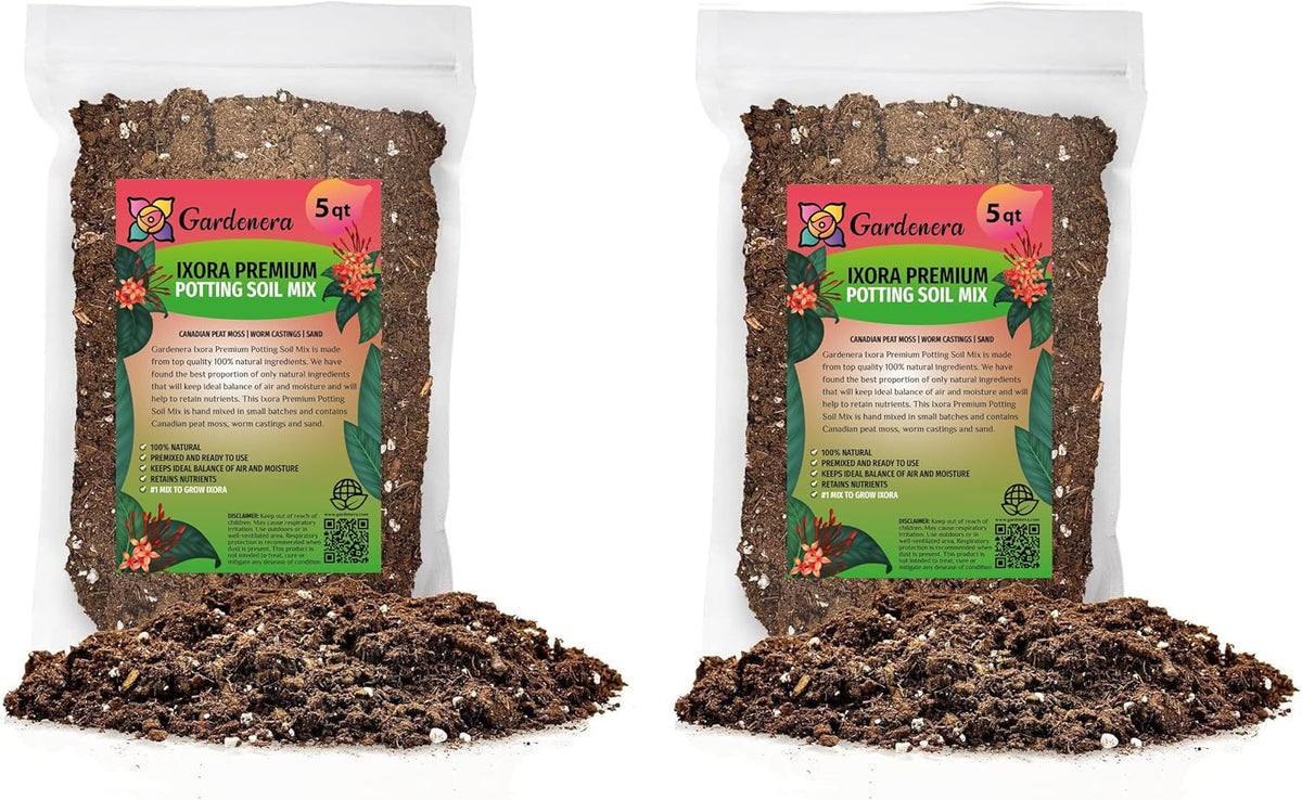 Gardenera Ixora Plant Potting Soil - All-Natural Blend for Thriving Ixora Plants - Boosts Root