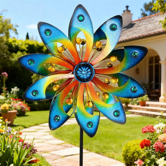 Metal Wind Spinner for Yard Decor Garden Windmill Outdoor Kinetic Wind Sculpture Dual Direction for