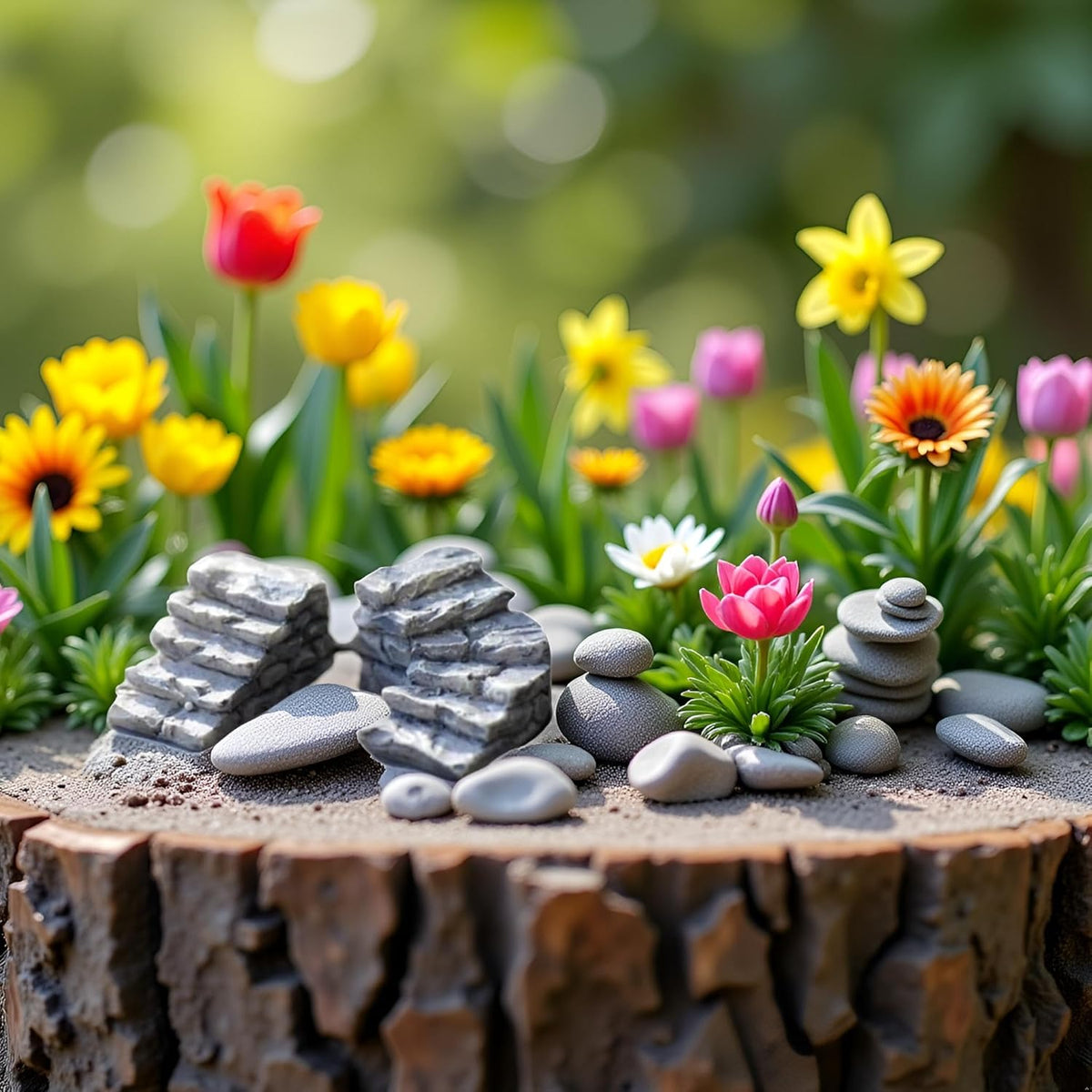 Miniature Garden Bridge Stairs,Resin Stone Steps Ornament,Landscaping Bonsai Craft Miniature Resin