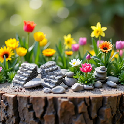 Miniature Garden Bridge Stairs,Resin Stone Steps Ornament,Landscaping Bonsai Craft Miniature Resin