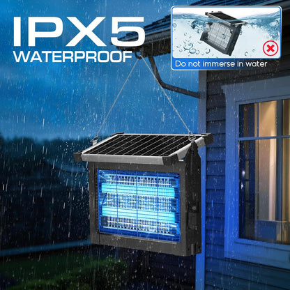 Solar Bug Zapper Outdoor Waterproof, Jepwe 4500V Cordless Bug Zapper Outdoor Large, Rechargeable