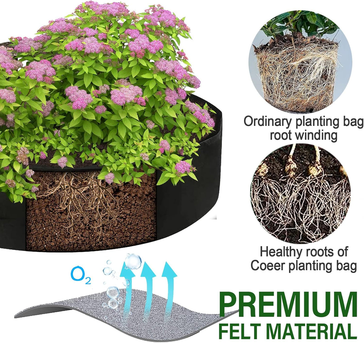 2-Pack 50 Gallon Plant Grow Bags, Large Fabric Raised Garden Bed with Handles,Durable Garden Beds