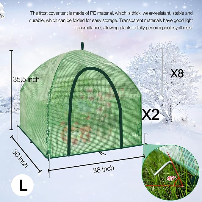 36″*36″*35.5″ Winter Plant Warm Covers - Raised Bed Cover, Garden Row Accelerator, Warm Tent Freeze