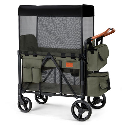 Wagon Stroller for 2 Kids, High Seat & 5 Point Harness, Foldable All-Terrain Wagon for Toddler with