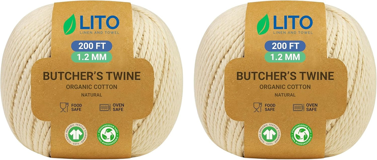 Organic Butcher’s Twine for Cooking & Trussing – 1.2mm Heavy-Duty Natural Cotton Kitchen Twine 400