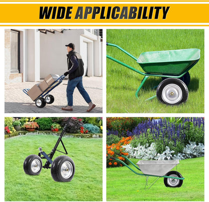MZREXN 14.5" Wheelbarrow Tire Flat-Free 3.00/3.25/3.50/4.00-8" Solid Tire and Wheel with 3"-7"