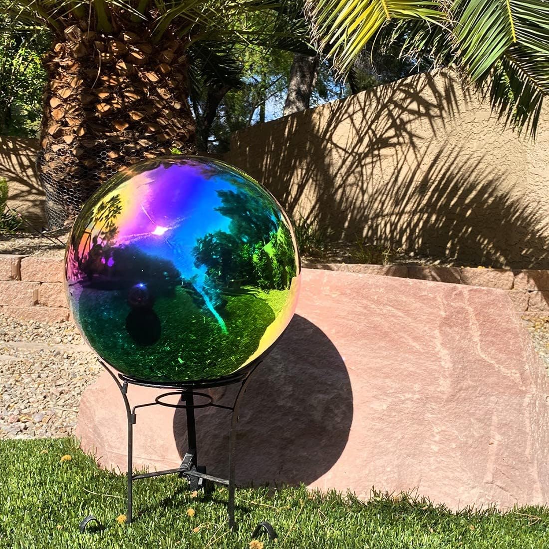 Lily's Home Gazing Globe Mirror Ball in Rainbow Stainless Steel - 12 Inch