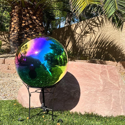 Lily's Home Gazing Globe Mirror Ball in Rainbow Stainless Steel - 12 Inch