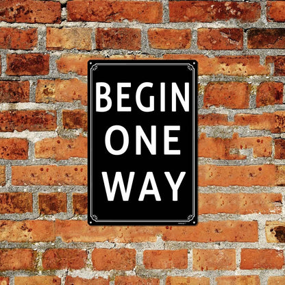 8x12" Begin One Way Parking Lot Sign - High-Intensity Grade Aluminum, Weatherproof &
