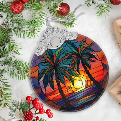 Stained Glass Retro Beach Christmas Ornament - Holiday Home Decor - Tree Decoration - Gift Exchange