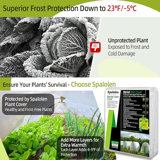 Plant Covers Freeze Protection, 10ft X 50ft Floating Row Cover 1.47 oz/yd² Fabric, Garden Frost