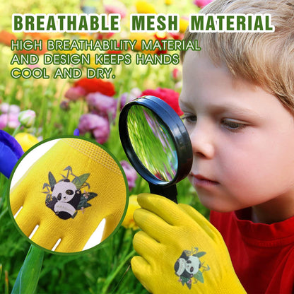 HANDLANDY 3 Pairs Kids Gardening Gloves Latex Free, Nitrile Coated Children Toddler Garden Yard
