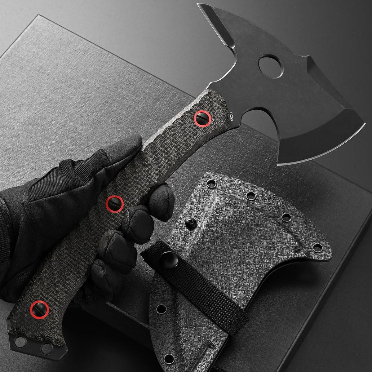 C1342 Camping Axes,DC53 Steel Blade Micarta Handle Chopping Axe Bushcraft Camping Axes Survival