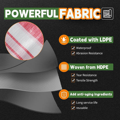 RAINDEWAY Tarps 8x10 Feet,12 Mil Sunshade Striped Tarp Waterproof,Multipurpose Poly Tarp Cover with