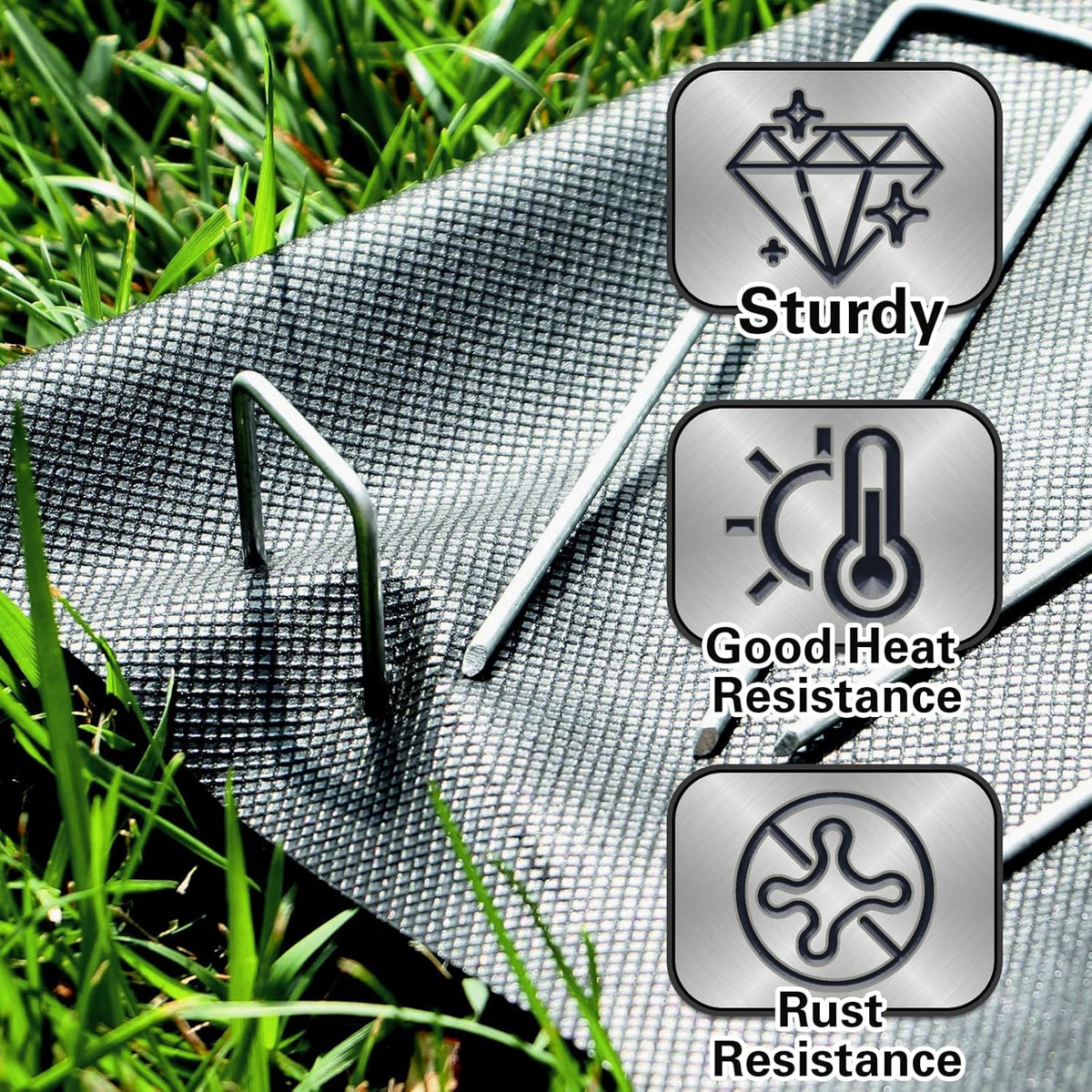 6 Inch Landscape Staples, More Thicker Heavy Duty 8 Gauge Galvanized Landscape Stakes, 125 Packs