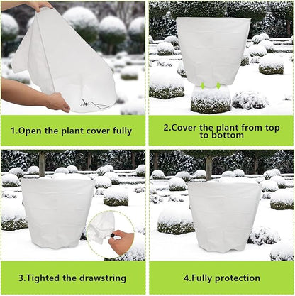 Svepndic 4 PCS Winter Plant Covers Freeze Protection,39X39 Reusable Plant Protector Bag with