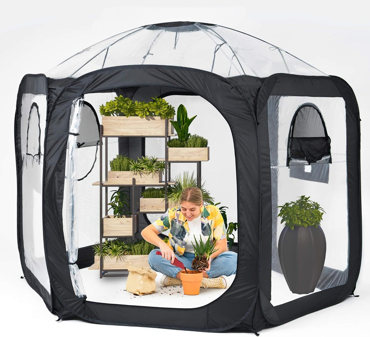Porayhut Pop Up Greenhouse Tent,Portable Large Walk-in Plant House 10’X10’ ,Indoor Outdoor