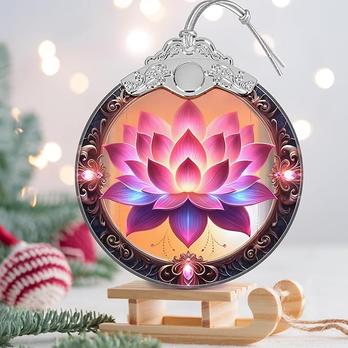 Christmas Ornament - Stained Glass Lotus - Home Decor - Holiday Present Ideas - Gift Exchange