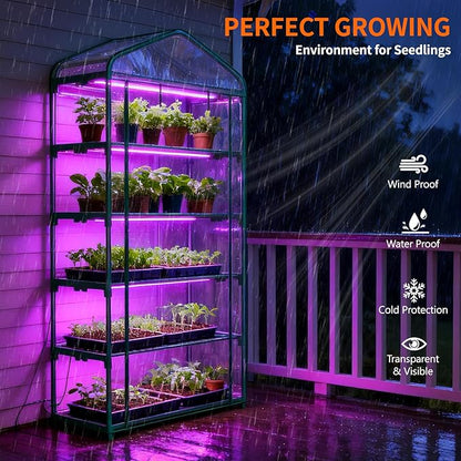 Indoor Greenhouse with Grow Light, 5-Tier Mini Greenhouse 35.4"x19"x74.8" Small Greenhouse with