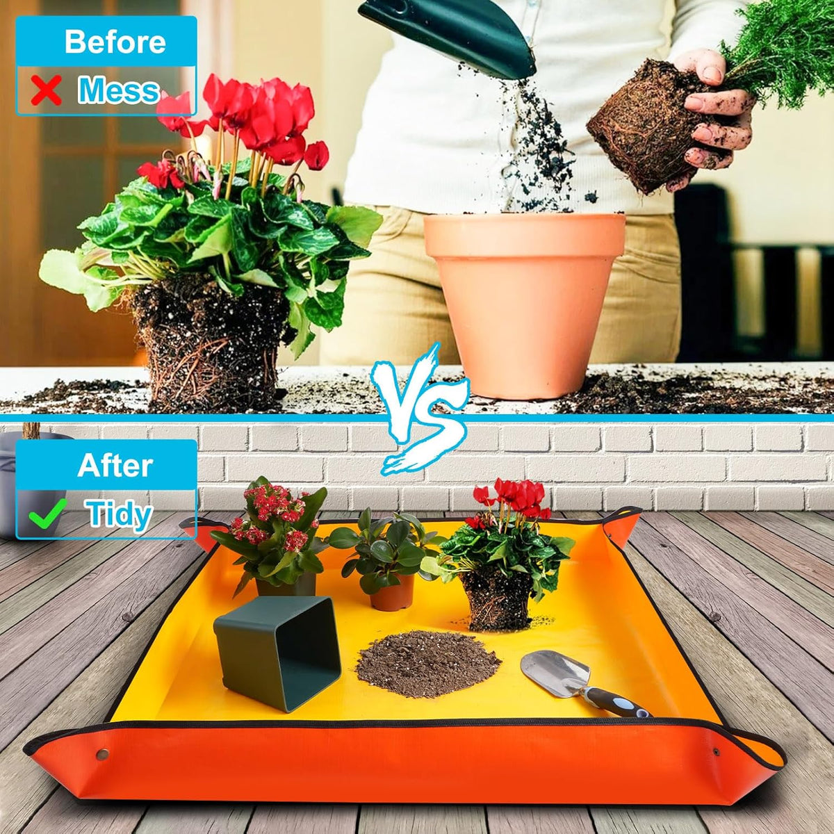 3 Pcs 39.5"X31.5" Large Repotting Mat for House Plants Transplanting and Soil Mix Control
