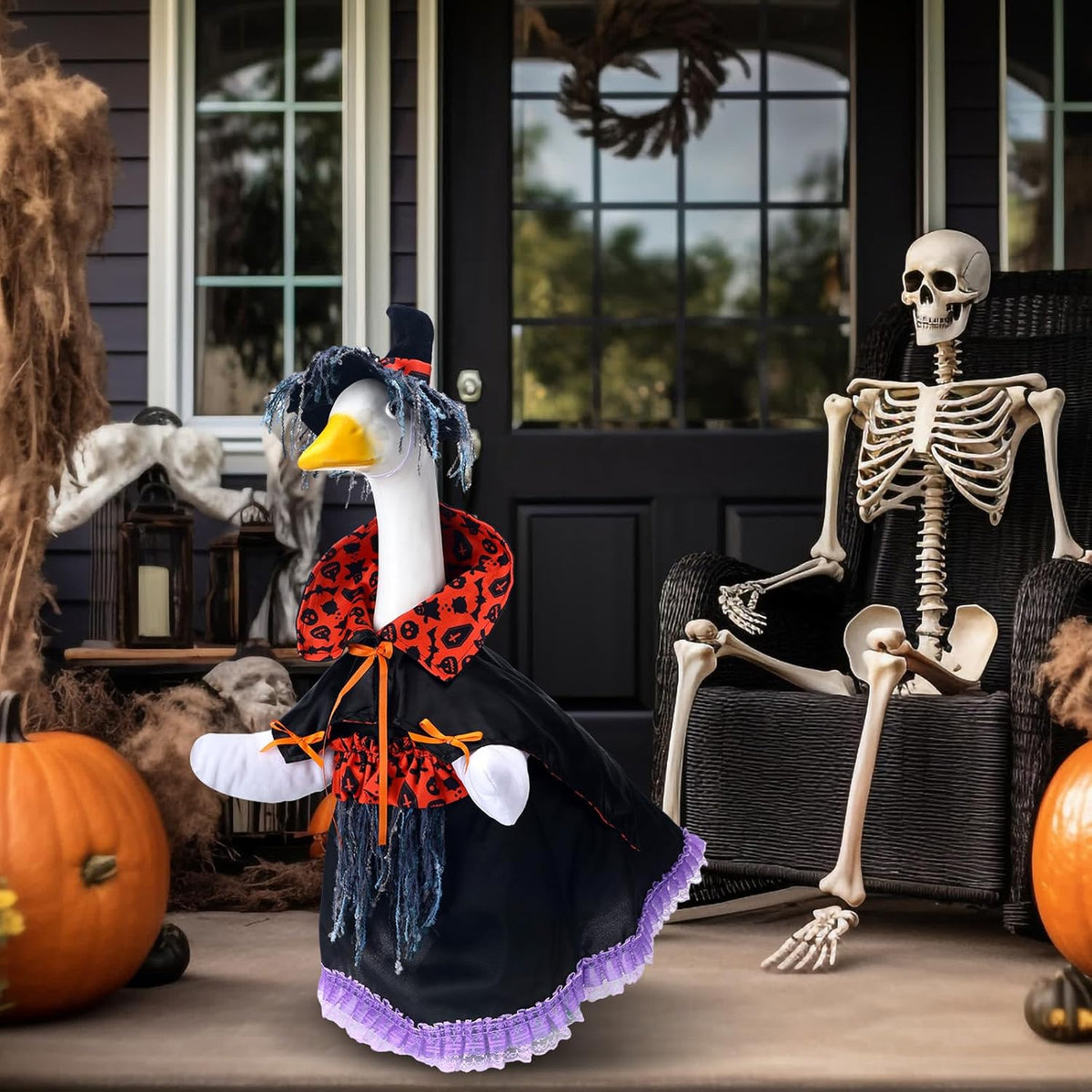 Halloween Goose Outfit Witch Goose Clothes for 23" High Cement or Plastic Lawn Clothing Porch