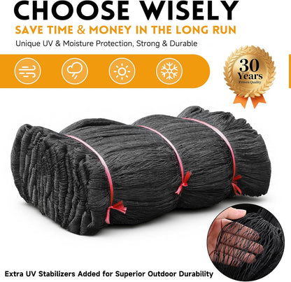 Heavy Duty Aviary Netting 25x50 ft, 1" Mesh Reinforced HDPE Poultry Netting, Anti-Tangle Bird