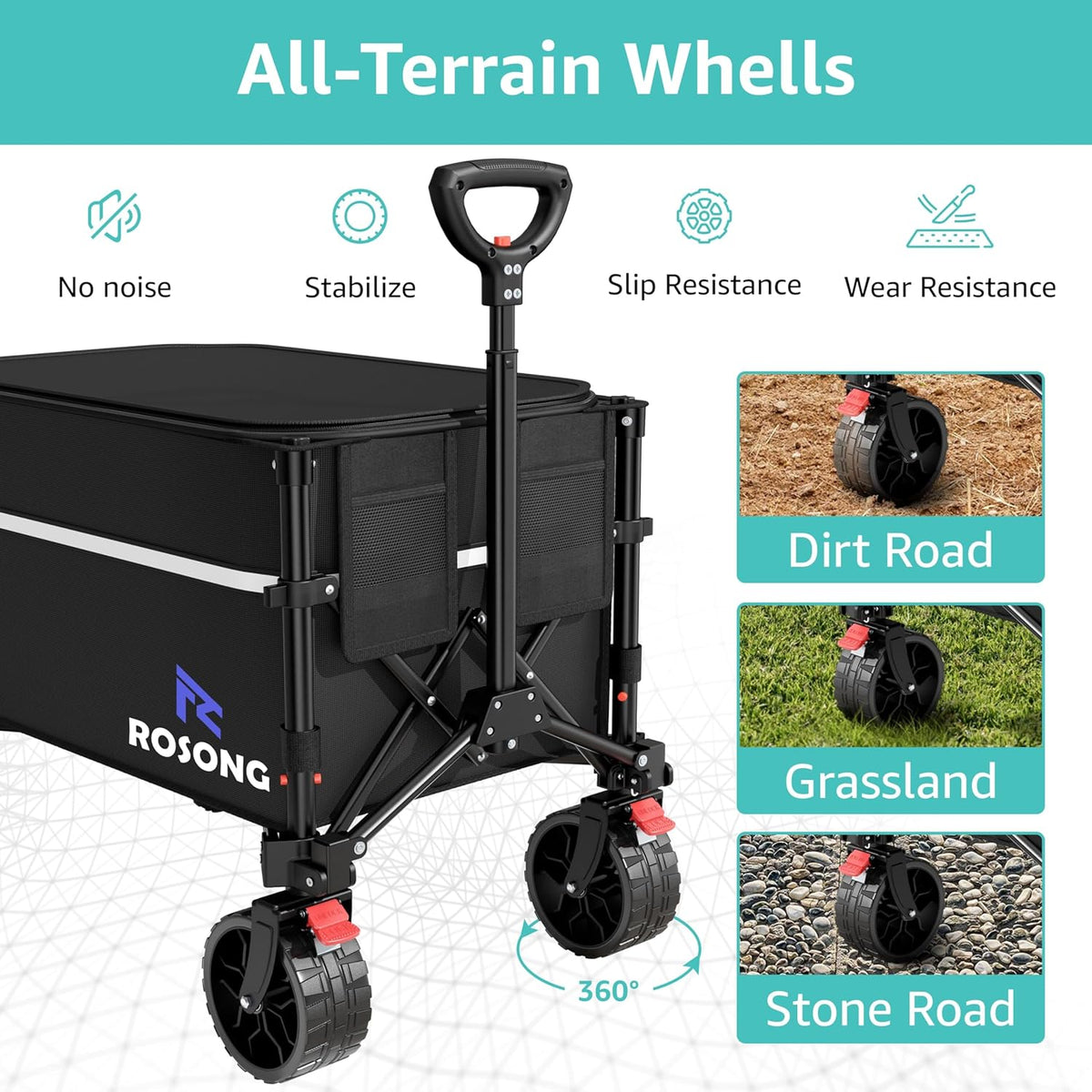 Collapsible Wagon Cart with Wheels Foldable - Folding Utility Heavy Duty Wagons Carts for Grocery