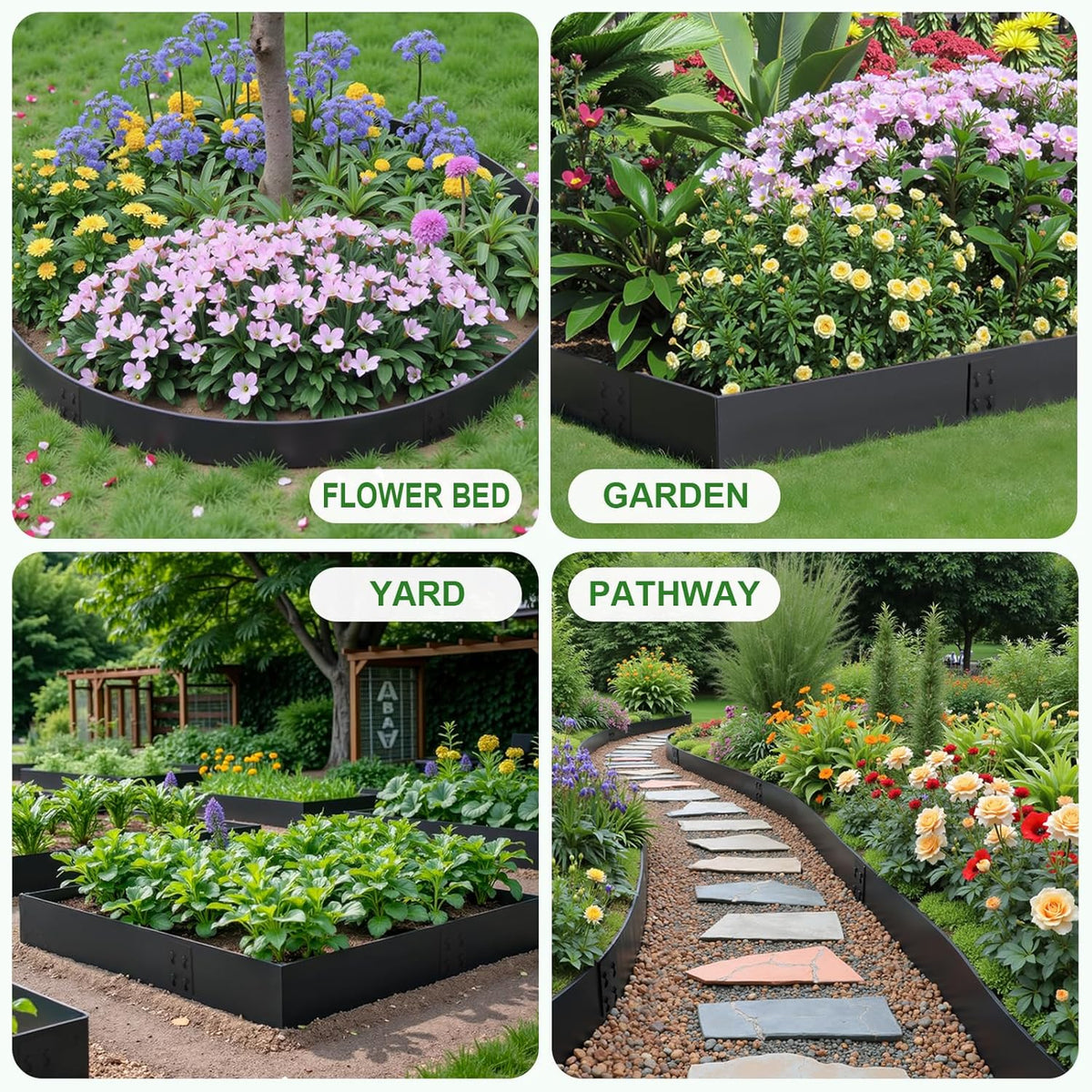 Steel Landscape Edging 6-Pack, 10" H X 40" L Bendable Metal Edging for Landscaping, No-Dig Metal