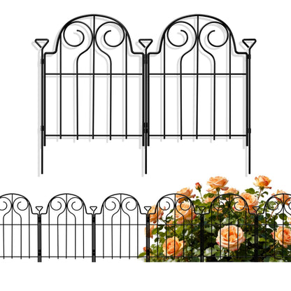 Decorative Garden Fence 17in x10ft,10 Panels Rustproof Metal No Dig Fence