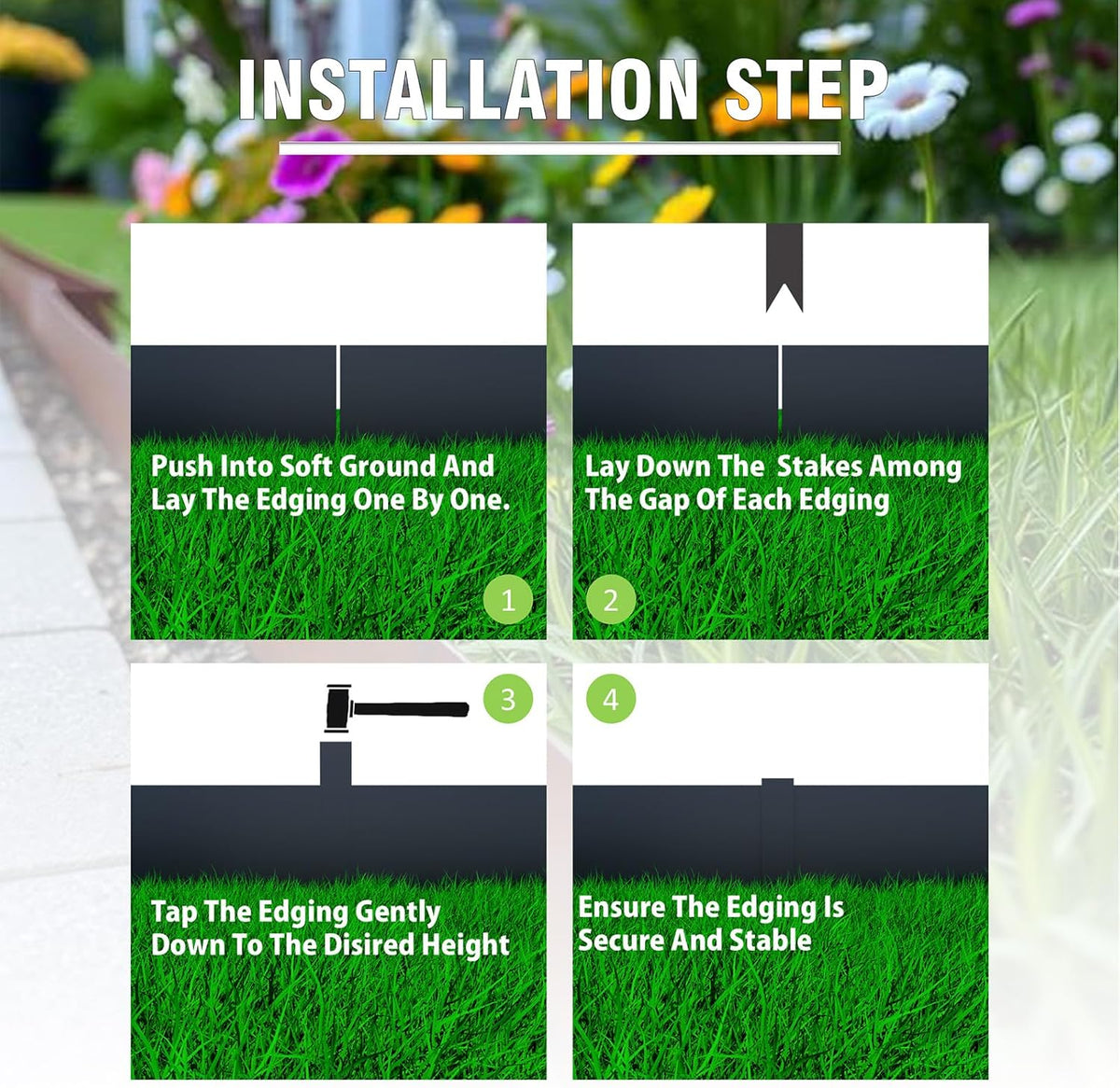 20ft. 6-Pack Galvanized Metal Edging for Landscaping - 40" L x 8" H Metal Landscape Edging with 6