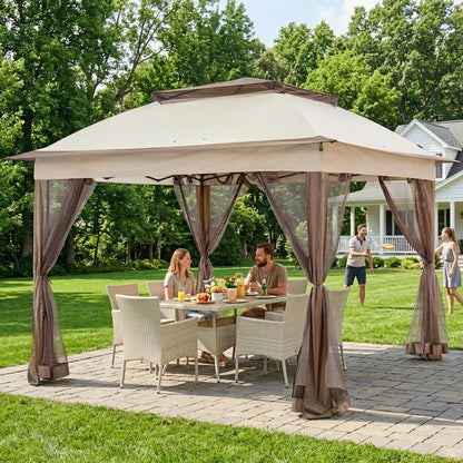 COOS BAY 11x11 Pop Up Gazebo with Mesh Netting, Instant Outdoor Canopy Tent, Water Resistant