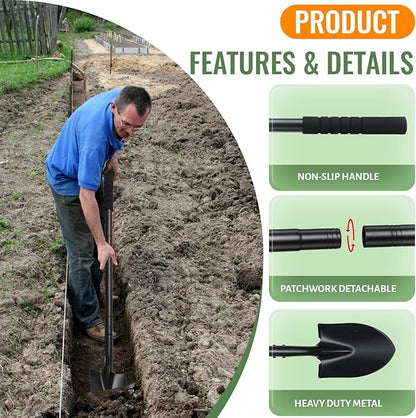 Small Shovels for Digging, Garden Spade Shovel Beach Shovels with 43.3in Handle,Heavy Duty Portable