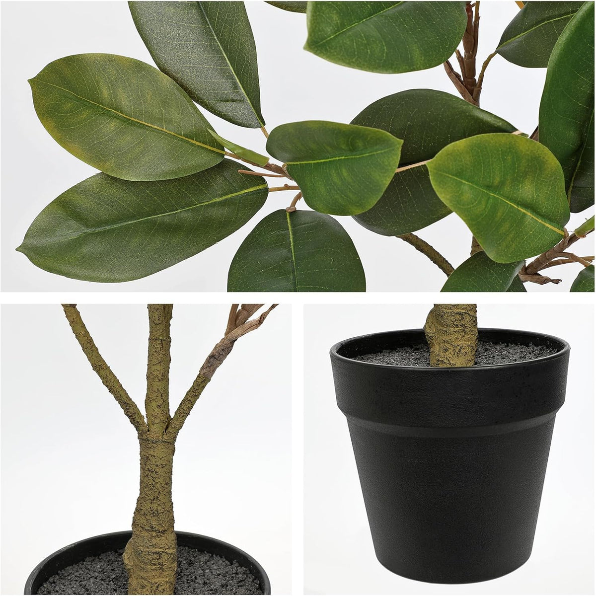 Briful Artificial Magnolia Tree in Black Pot – 26.3in Tall Faux Magnolia Greenery Plant Fake Potted