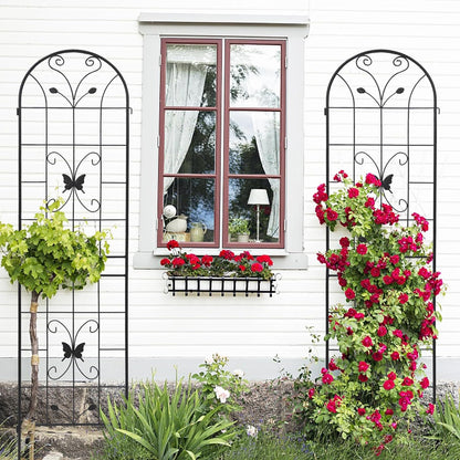 2 Pack Metal Garden Trellis 86.7" Black Fence Rustproof Garden Trellis for Climbing Plants Support