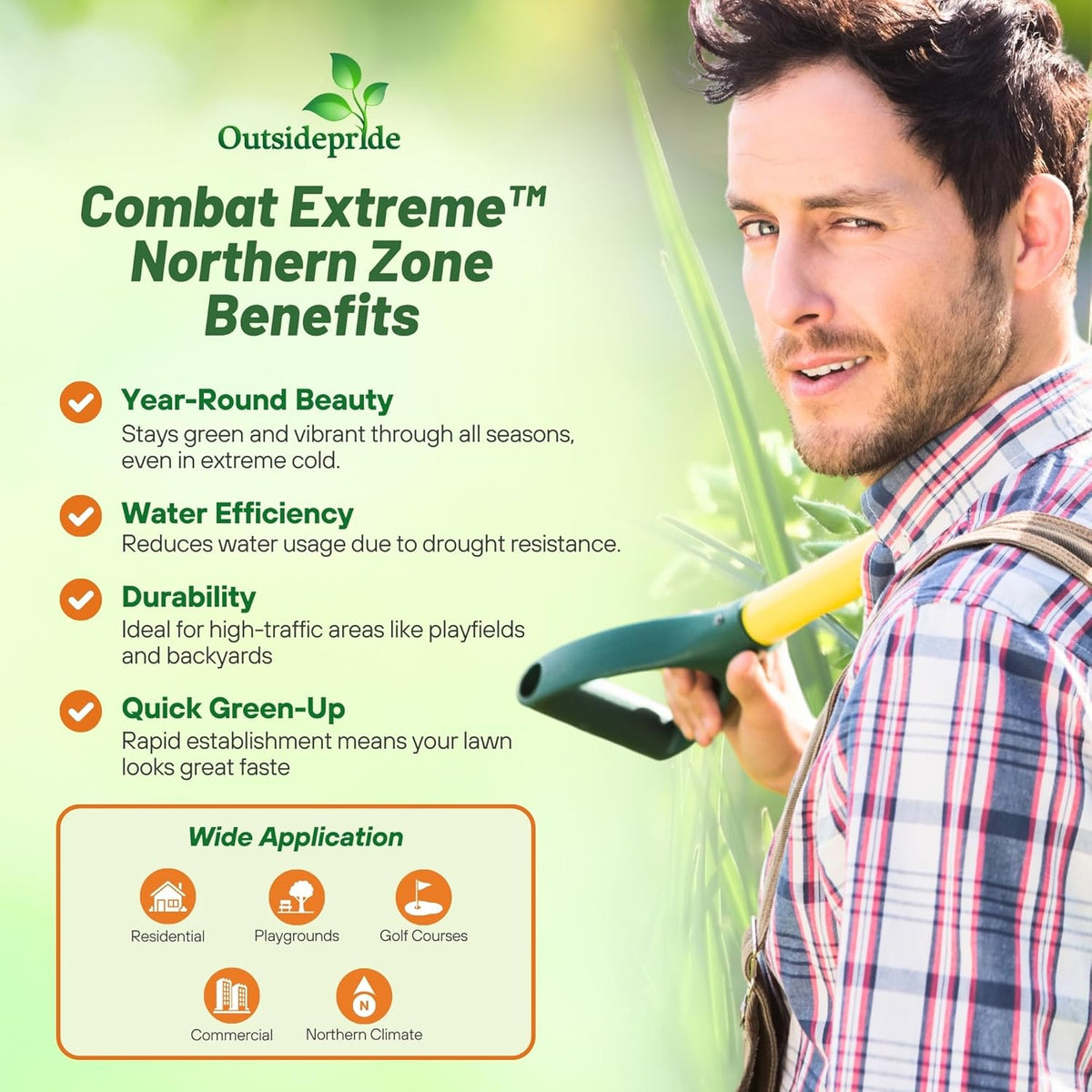 Outsidepride Combat Extreme Northern Zone - 10 Lbs Cold-Hardy, Drought-Resistant Turf Type Tall
