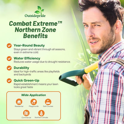 Outsidepride Combat Extreme Northern Zone - 10 Lbs Cold-Hardy, Drought-Resistant Turf Type Tall
