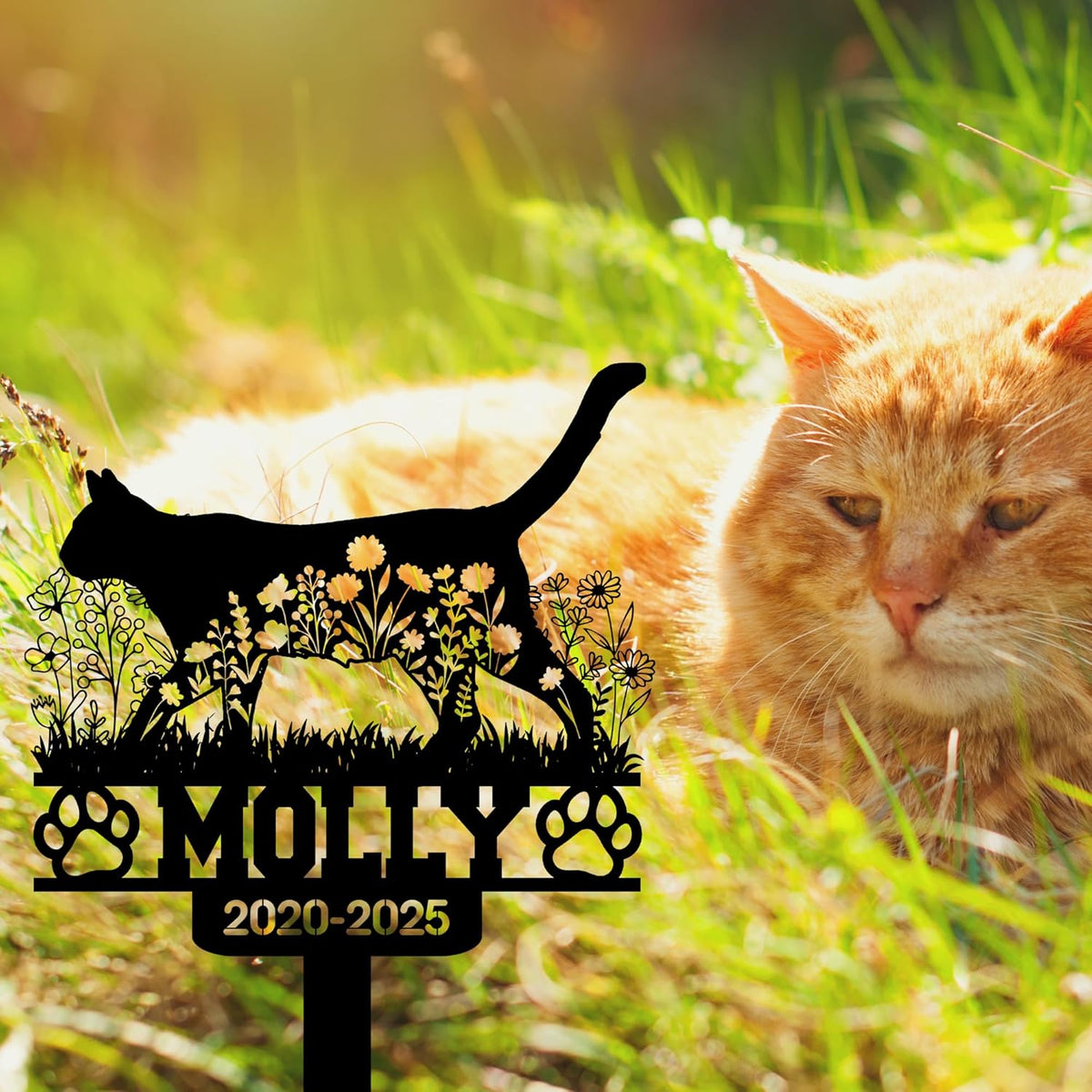 Custom Cat Grave Marker Outdoor, Personalized Pet Headstone for Garden or Cemetery Use, Pet Grave